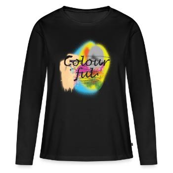 bunte Farben - Frauen Premium Bio Langarmshirt - Schwarz - Vorne - Julia (174cm)