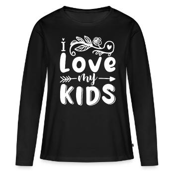 Ich liebe meine Kinder - Frauen Premium Bio Langarmshirt - Schwarz - Vorne - Julia (174cm)