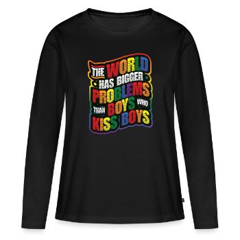 Größere Probleme Als Jungs, Die Jungs Küssen - Frauen Premium Bio Langarmshirt - Schwarz - Vorne - Julia (174cm)