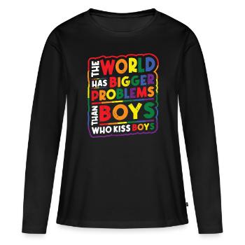 Größere Probleme Als Jungs, Die Jungs Küssen - Frauen Premium Bio Langarmshirt - Schwarz - Vorne - Julia (174cm)