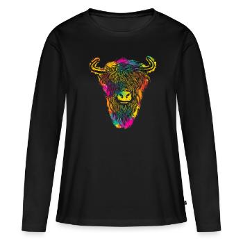 Buffle - T-shirt manches longues Premium bio Femme - noir - Devant - Julia (174cm)