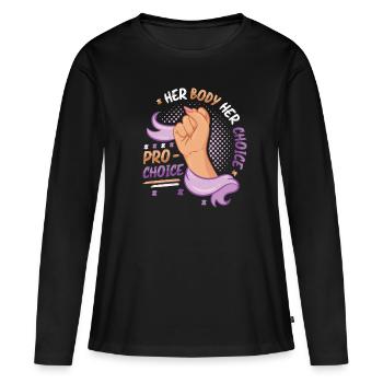 Son corps, son choix, Pro Choice, Droit des femmes - T-shirt manches longues Premium bio Femme - noir - Devant - Julia (174cm)