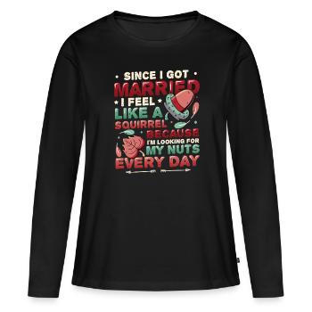 Pauvre mari - T-shirt manches longues Premium bio Femme - noir - Devant - Julia (174cm)