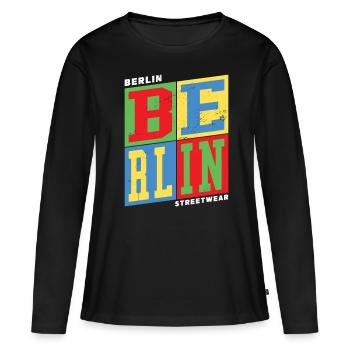 Berlin Allemagne Ville colorée Skyline Accueil - T-shirt manches longues Premium bio Femme - noir - Devant - Julia (174cm)