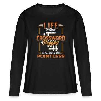 Amateurs de mots croisés Mots croisés - T-shirt manches longues Premium bio Femme - noir - Devant - Julia (174cm)