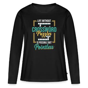Amateurs de mots croisés, Mots croisés - T-shirt manches longues Premium bio Femme - noir - Devant - Julia (174cm)