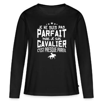 je ne suis pas parfait mais je suis cavalier - T-shirt manches longues Premium bio Femme - noir - Devant - Julia (174cm)