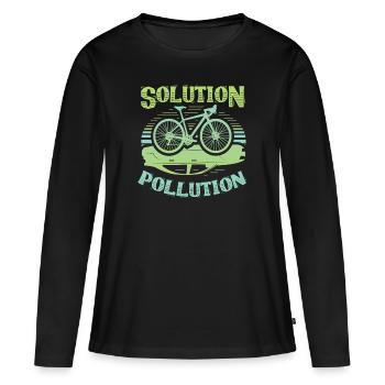 Polution Solution Environmental Protection Cycling - Women's Premium Organic Long Sleeve Shirt - black - Front - Julia (174cm)