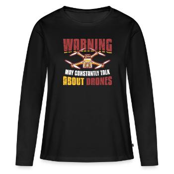 Attention, peut constamment parler de drones. Pilote - T-shirt manches longues Premium bio Femme - noir - Devant - Julia (174cm)