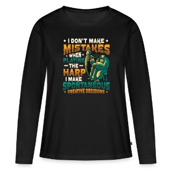 Joueur de harpe, joueur de harpe, harpe - T-shirt manches longues Premium bio Femme - noir - Devant - Julia (174cm)