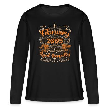 February 2005 | Aged Perfectly - T-shirt manches longues Premium bio Femme - noir - Devant - Julia (174cm)