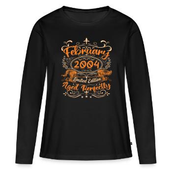 February 2004 | Aged Perfectly - T-shirt manches longues Premium bio Femme - noir - Devant - Julia (174cm)