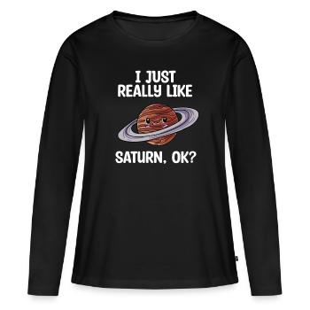 Saturne - T-shirt manches longues Premium bio Femme - noir - Devant - Julia (174cm)
