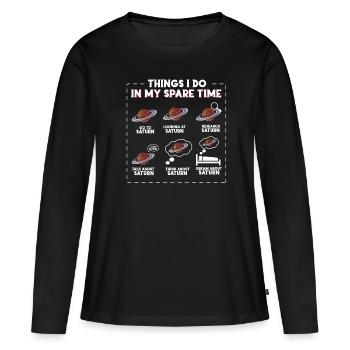 Saturne - T-shirt manches longues Premium bio Femme - noir - Devant - Julia (174cm)