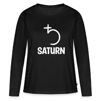 Saturne - T-shirt manches longues Premium bio Femme - noir - Devant - Julia (174cm)
