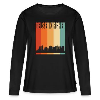 Gelsenkirchen - Frauen Premium Bio Langarmshirt - Schwarz - Vorne - Julia (174cm)