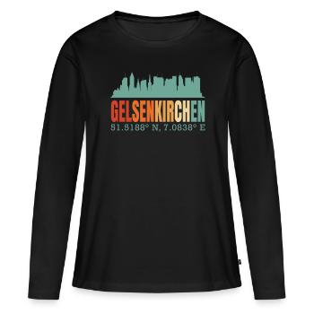 Gelsenkirchen - Frauen Premium Bio Langarmshirt - Schwarz - Vorne - Julia (174cm)