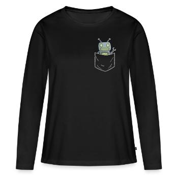 Roboter - Frauen Premium Bio Langarmshirt - Schwarz - Vorne - Julia (174cm)