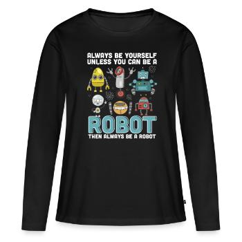Roboter - Frauen Premium Bio Langarmshirt - Schwarz - Vorne - Julia (174cm)