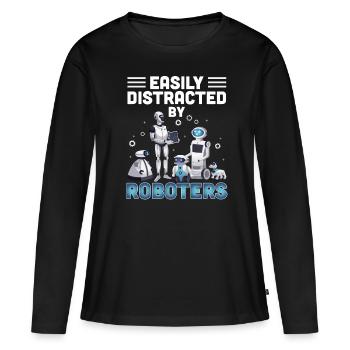 Roboter - Frauen Premium Bio Langarmshirt - Schwarz - Vorne - Julia (174cm)