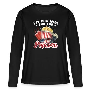Popcorn - Frauen Premium Bio Langarmshirt - Schwarz - Vorne - Julia (174cm)