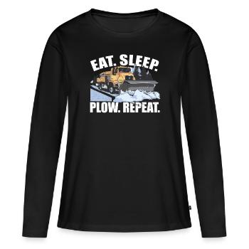 Mangez Sleep Plow Repeat - T-shirt manches longues Premium bio Femme - noir - Devant - Julia (174cm)