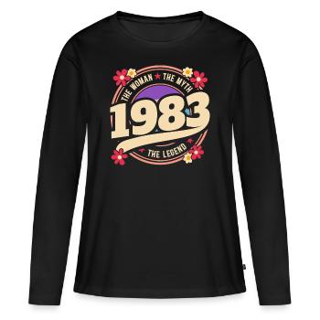Femme 1983 La Légende 40 Ans Anniversaire - T-shirt manches longues Premium bio Femme - noir - Devant - Julia (174cm)