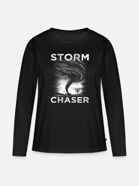 Storm Chaser. - Frauen Premium Bio Langarmshirt - Schwarz