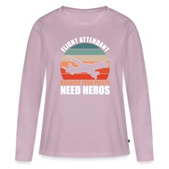 Flight Attendant - Women's Premium Organic Long Sleeve Shirt - dusky pink - Front - Julia (174cm)