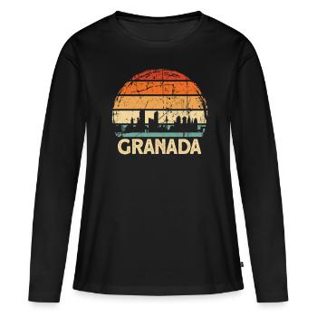Grenade - T-shirt manches longues Premium bio Femme - noir - Devant - Julia (174cm)