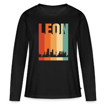 León - T-shirt manches longues Premium bio Femme - noir - Devant - Julia (174cm)
