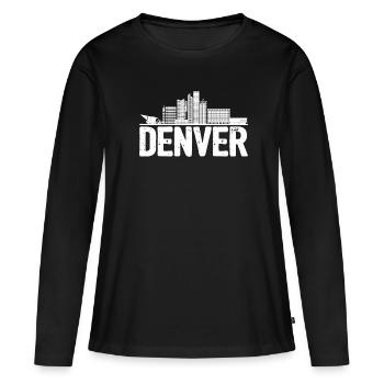 Horizon de Denver - T-shirt manches longues Premium bio Femme - noir - Devant - Julia (174cm)