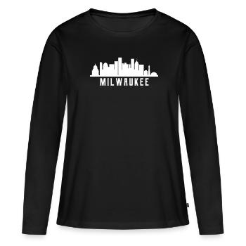 Horizon de Milwaukee - T-shirt manches longues Premium bio Femme - noir - Devant - Julia (174cm)