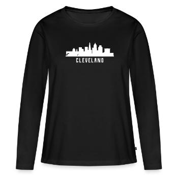 Horizon de Cleveland - T-shirt manches longues Premium bio Femme - noir - Devant - Julia (174cm)