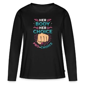 Son corps, son choix, les droits des femmes Pro Choice - T-shirt manches longues Premium bio Femme - noir - Devant - Julia (174cm)