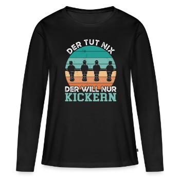 Der Will Nur Kickern - Frauen Premium Bio Langarmshirt - Schwarz - Vorne - Julia (174cm)