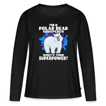 Ours blanc - T-shirt manches longues Premium bio Femme - noir - Devant - Julia (174cm)