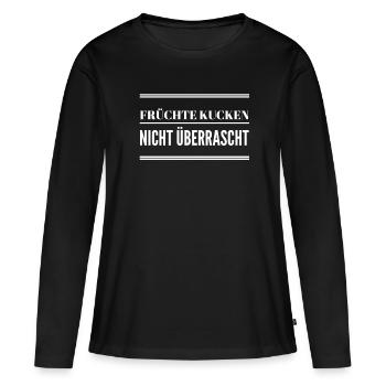 das machen Früchte nicht - Frauen Premium Bio Langarmshirt - Schwarz - Vorne - Julia (174cm)