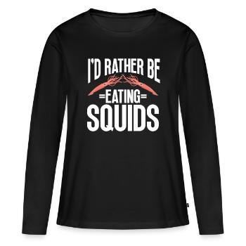 Cadeau amateur de fruits de mer fruits de mer - T-shirt manches longues Premium bio Femme - noir - Devant - Julia (174cm)