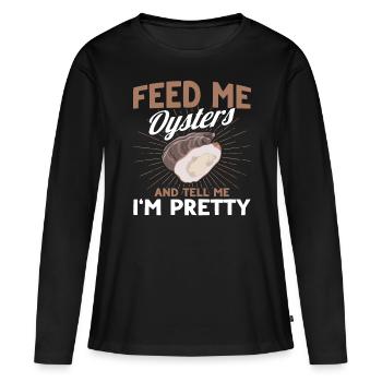 Amateurs de fruits de mer Cadeau Fruits de mer - T-shirt manches longues Premium bio Femme - noir - Devant - Julia (174cm)