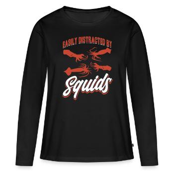 Amateurs de fruits de mer Cadeau Fruits de mer - T-shirt manches longues Premium bio Femme - noir - Devant - Julia (174cm)