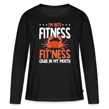 Amateurs de fruits de mer Cadeau Fruits de mer - T-shirt manches longues Premium bio Femme - noir - Devant - Julia (174cm)