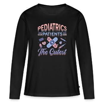 Pédiatrie, nos patients sont les plus doux - T-shirt manches longues Premium bio Femme - noir - Devant - Julia (174cm)