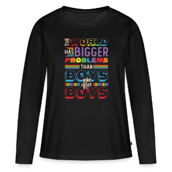 Größere Probleme Als Jungs, Die Jungs Küssen - Frauen Premium Bio Langarmshirt - Schwarz - Vorne - Julia (174cm)