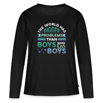 Größere Probleme Als Jungs, Die Jungs Küssen - Frauen Premium Bio Langarmshirt - Schwarz - Vorne - Julia (174cm)