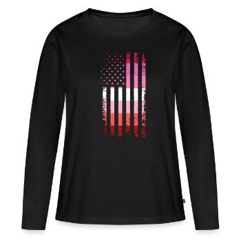 Cadeau du drapeau de la fierté lesbienne lesbienne - T-shirt manches longues Premium bio Femme - noir - Devant - Julia (174cm)