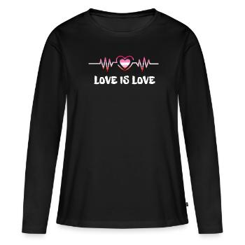 Lesbienne Lesbienne Fierté Drapeau Cadeau - T-shirt manches longues Premium bio Femme - noir - Devant - Julia (174cm)