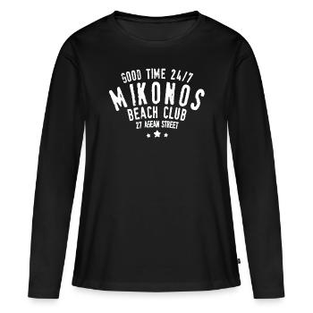 Gute Zeit 24 7 Mykonos Griechenland - Frauen Premium Bio Langarmshirt - Schwarz - Vorne - Julia (174cm)