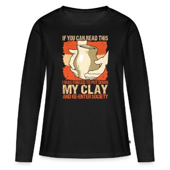 Four en céramique Cermaicist Pot de four en argile céramique - T-shirt manches longues Premium bio Femme - noir - Devant - Julia (174cm)