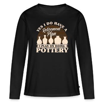 Four en céramique Cermaicist Pot de four en argile céramique - T-shirt manches longues Premium bio Femme - noir - Devant - Julia (174cm)